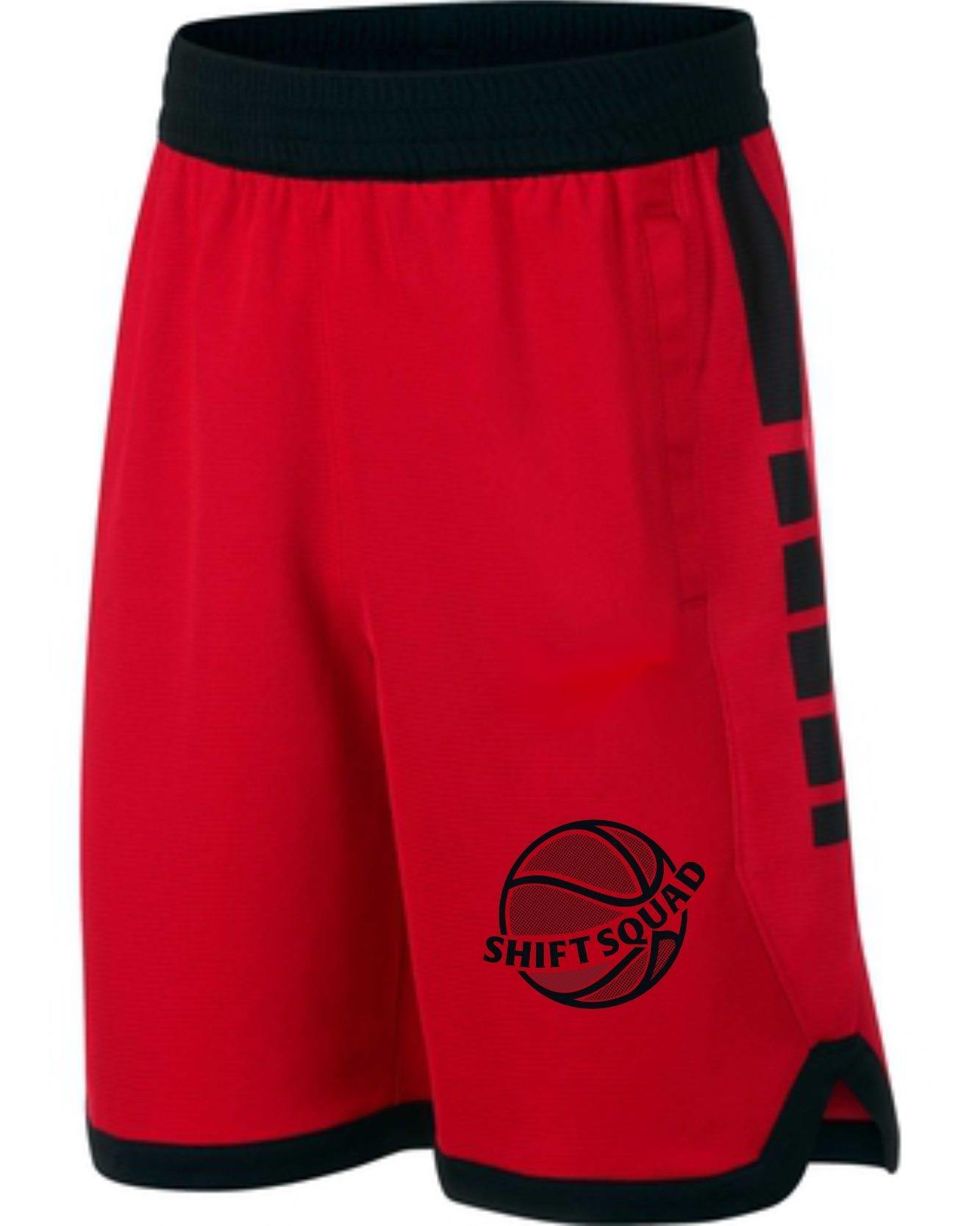 Red and Black Shiftsquad Men's basketball shorts Fall and Winter Line - Shiftsquad
