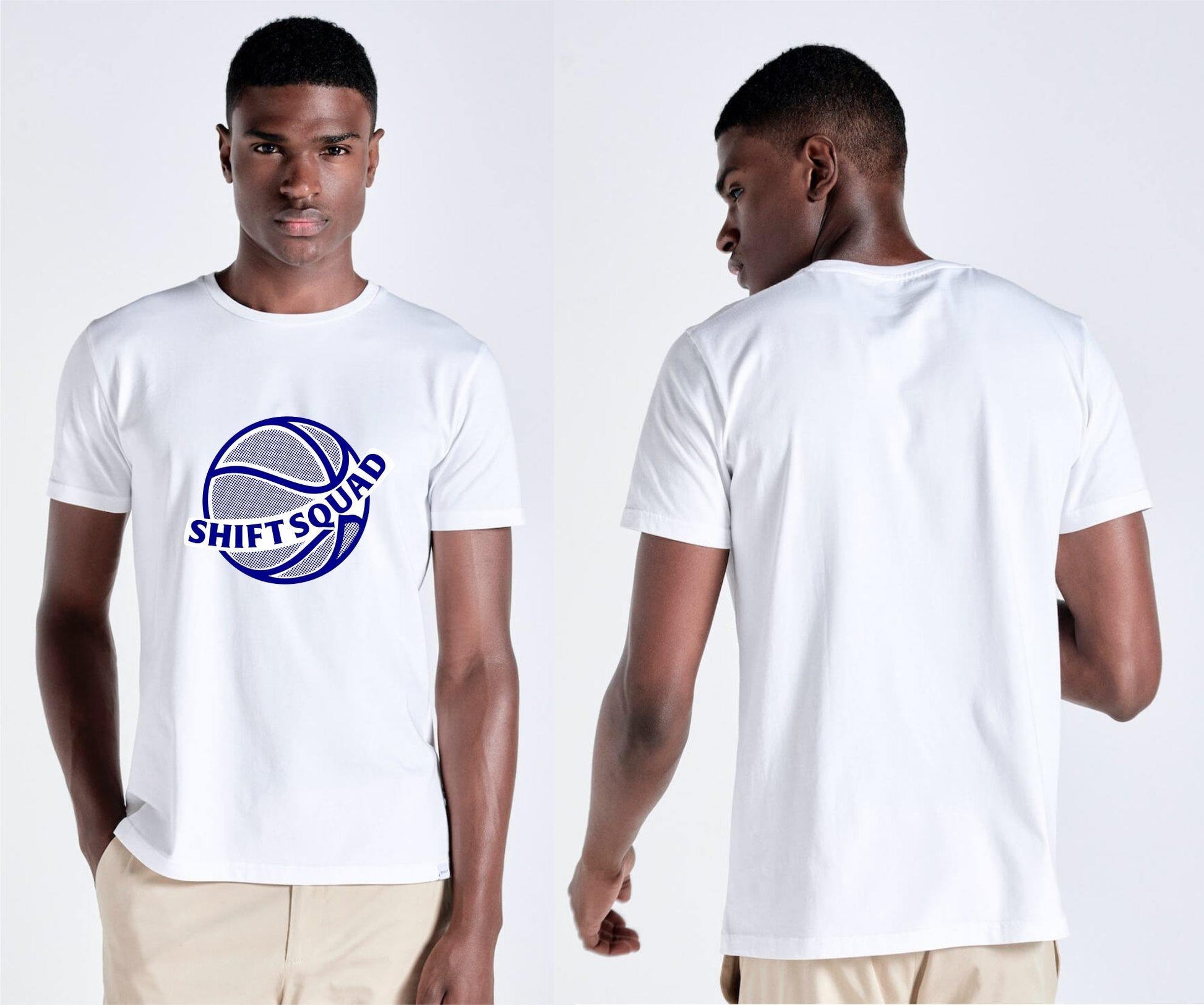White and Royal Blue Shiftsquad Men's T-Shirts Spring and Summer line - Shiftsquad