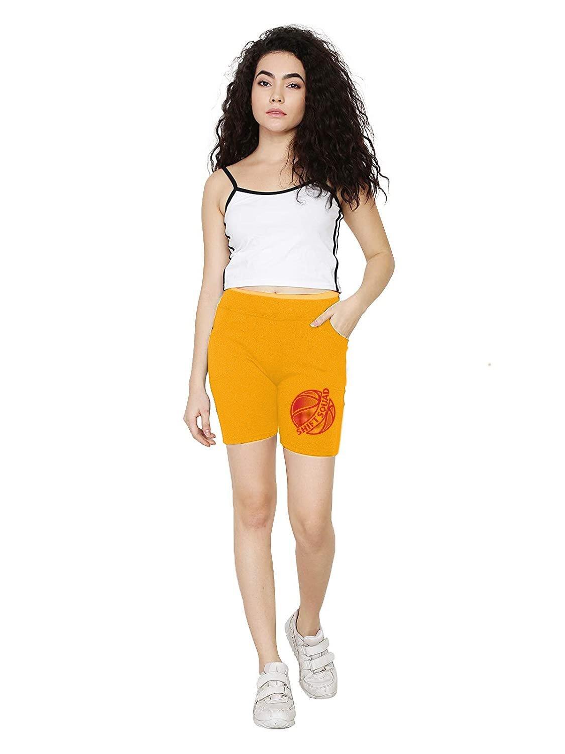 Yellow and Red Shiftsquad Women's basketball shorts - Shiftsquad