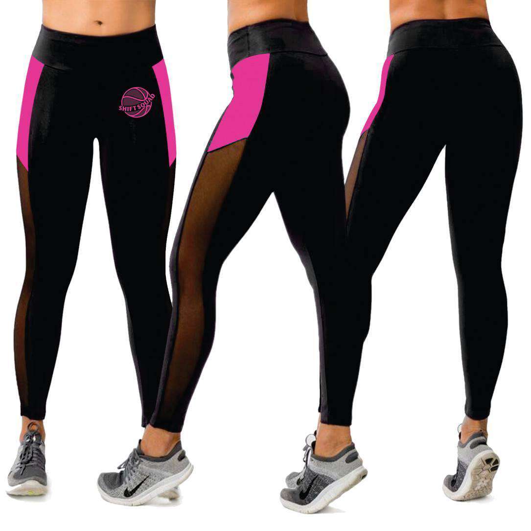 Pink and Black Shiftsquad Women's Leggings - Shiftsquad