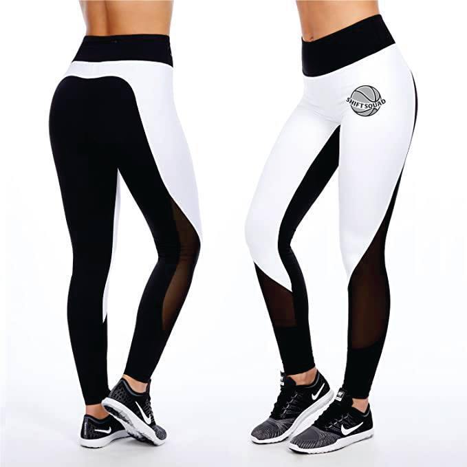 White, Black, and Copper Brown Shiftsquad Women's Leggings - Shiftsquad